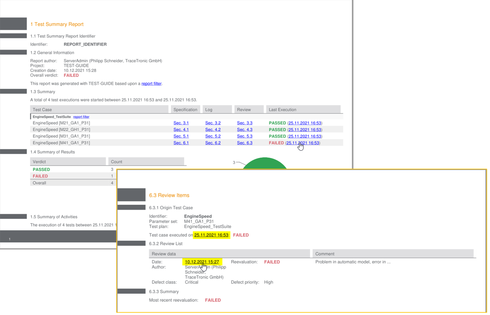 TestSummaryReportLinkToReviewAndExecution