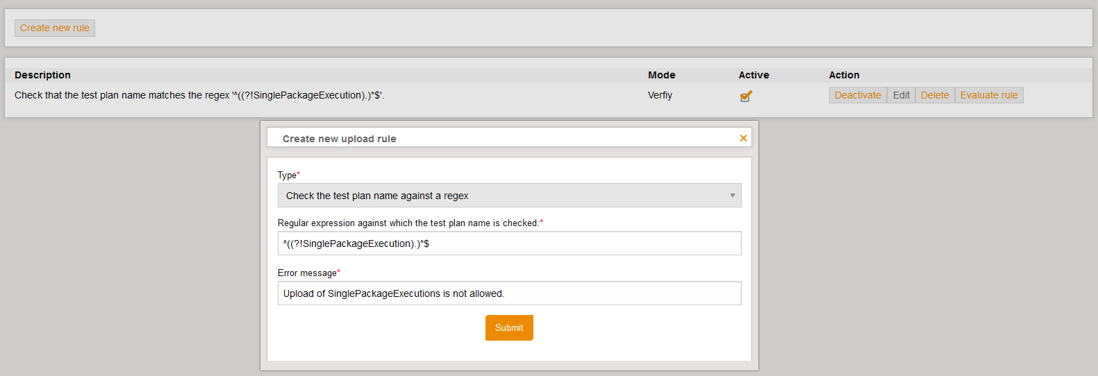 UploadRegExRuleForTestplans