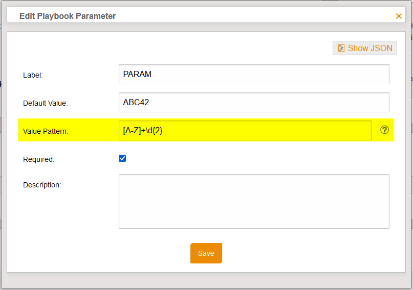 RegExPatternForPlaybookParameter