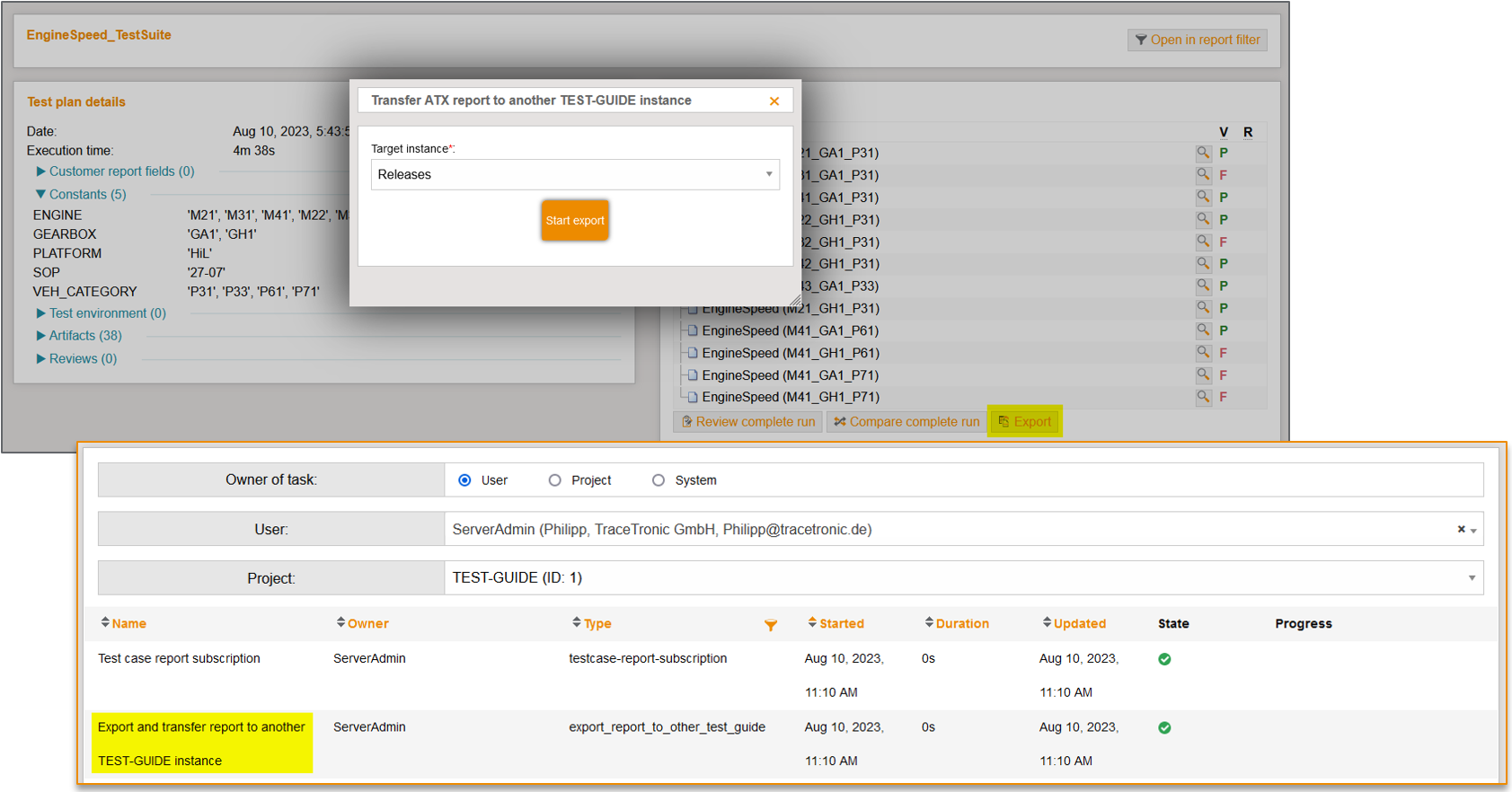 TransferReportToOtherInstance