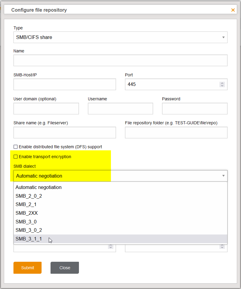 FileShare SMBv3 Support