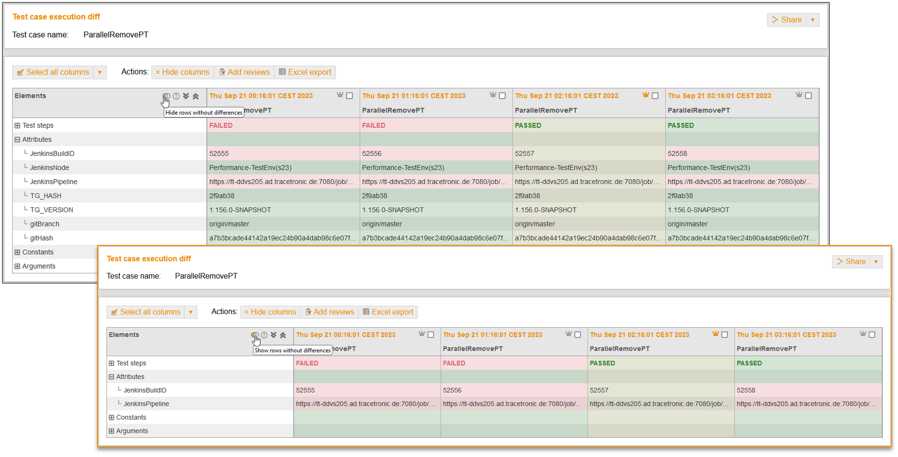 OptionShowOnlyDiffrentRowsOnCompare