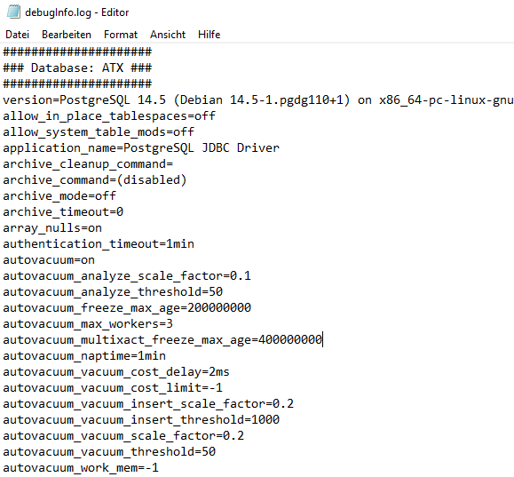 PostgresSettingsDebugLog