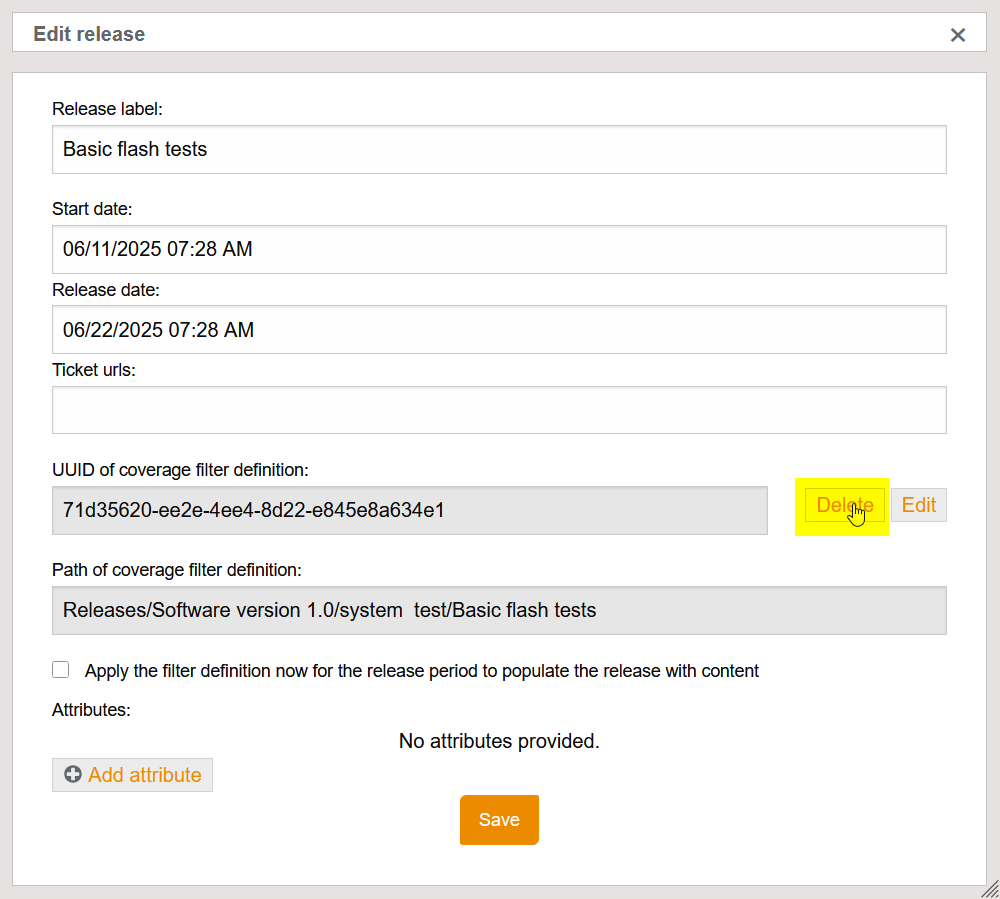 RemoveCoverageFromRelease