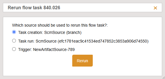 flow rerunSourceSelection