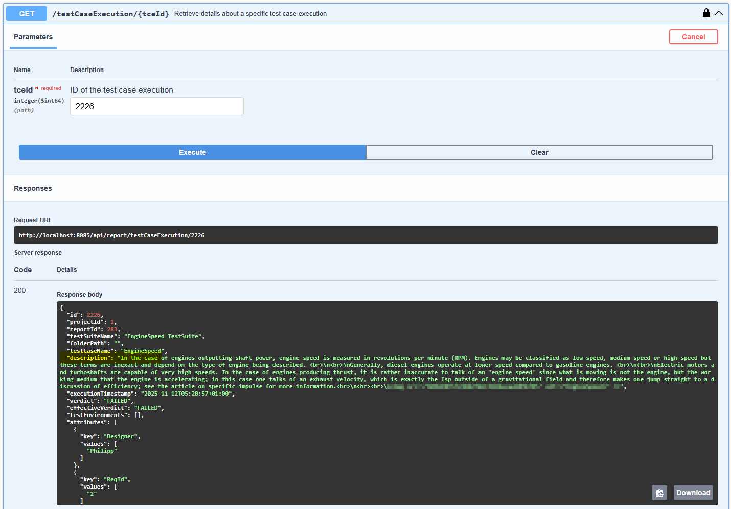 TestCaseDescriptionInRestApi