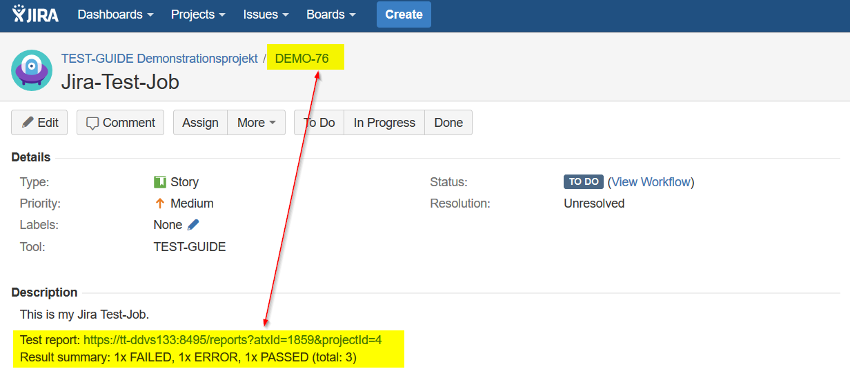 CreateJiraLink JiraResult