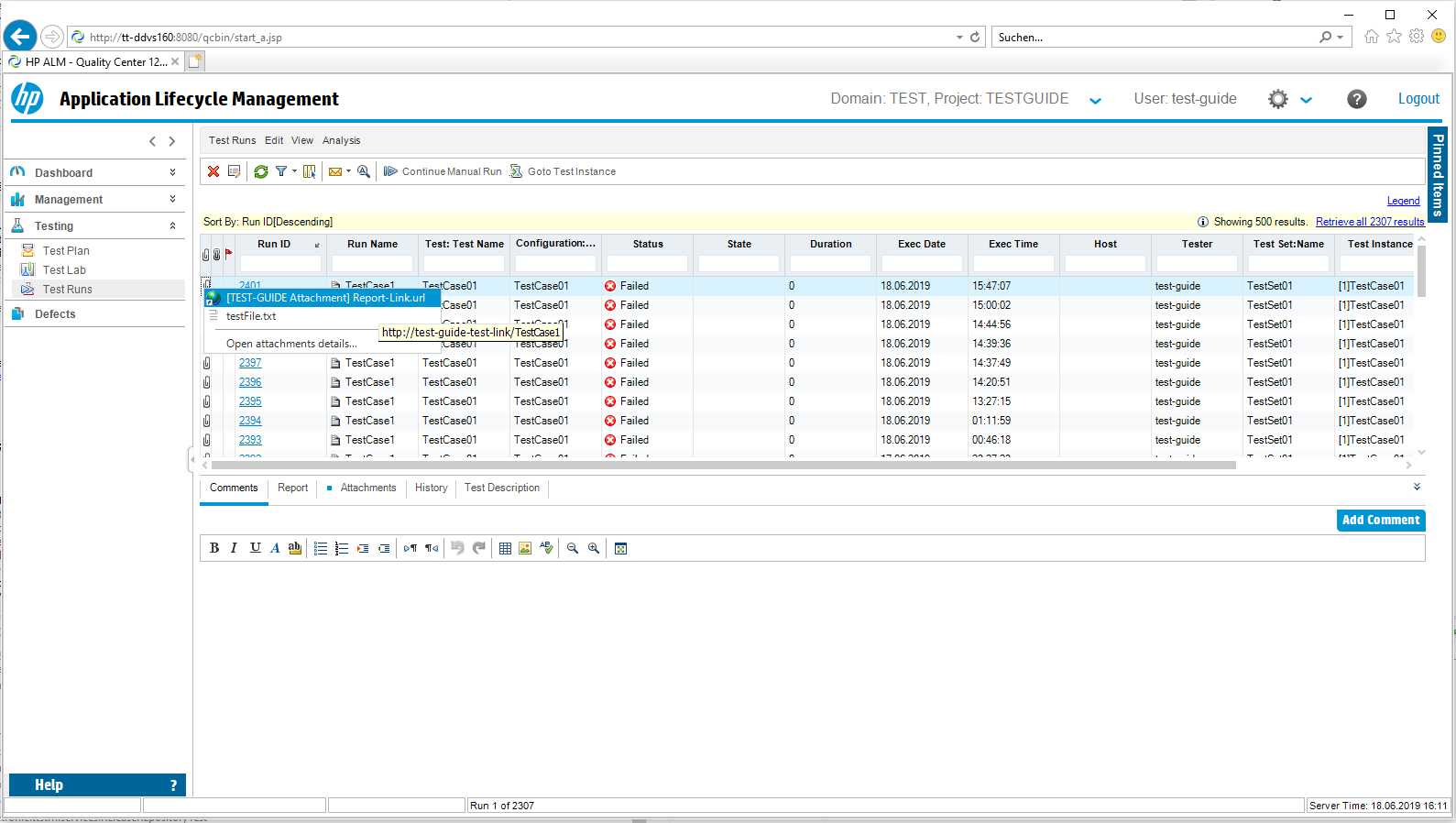 ALM ReportLink2TESTGUIDE