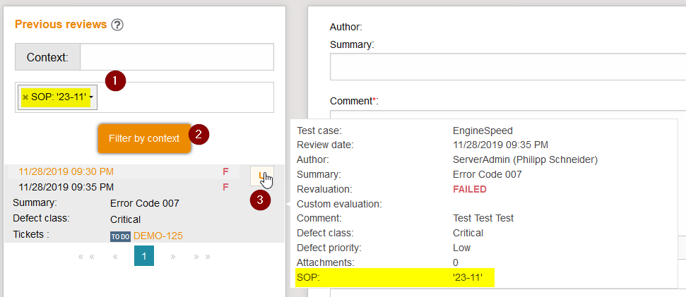 FilterPreviousReviews