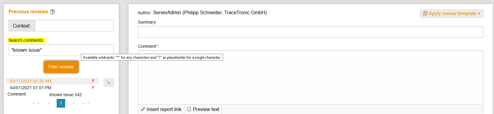 SearchOnReviewComments
